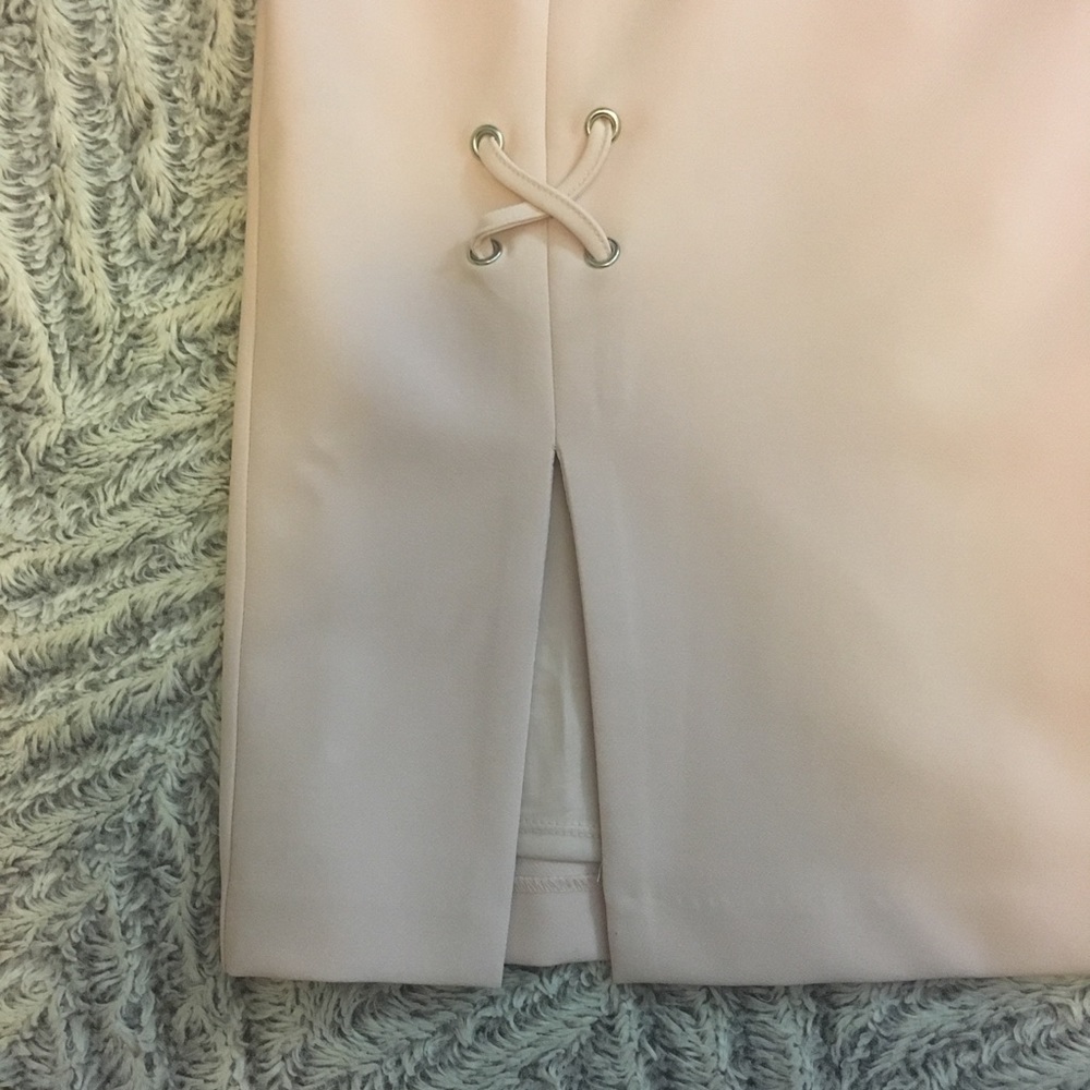 Rose Pink Pencil Dress with Criss-Cross Details - Picture 4 of 6